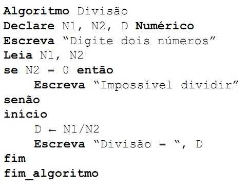 exemplo de algoritmo (pseudo código)